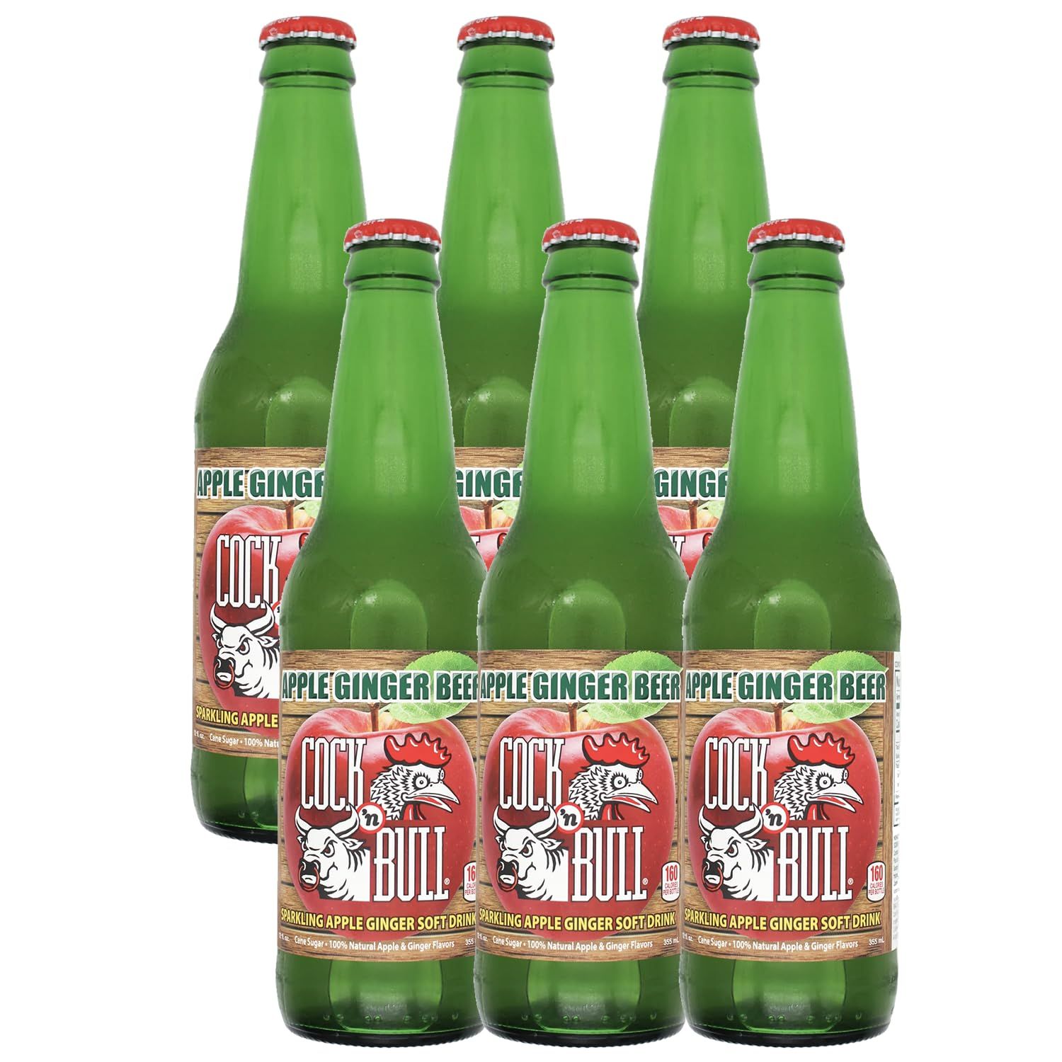Cock n Bull Apple Ginger Beer 6 Pack 12oz Soda Bottles - Ideal Mixer for Cocktails, Mocktails, and Bartenders - Premium Quality for Perfect Mixed Drinks - Refreshing Flavor Profile- Made In USA