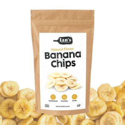 IAN&#39;s Dried Banana Chips Sweetened Lightly (2lb) - Dried Bananas, Healthy Dried Fruit Snacks for Adults &amp; Kids - Banana Plantain Chips