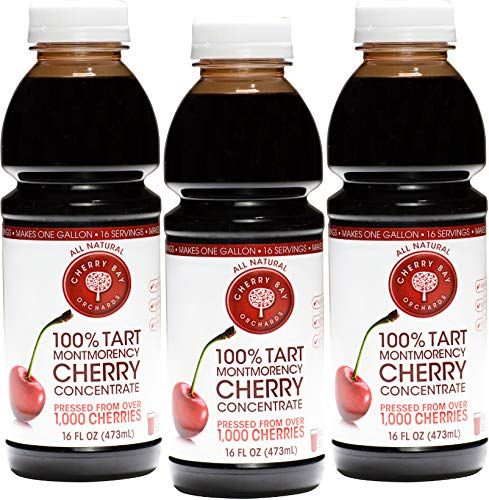 Cherry Bay Orchards Tart Montmorency Cherry Concentrate (3 Pack 16 Oz Bottle) - All Natural Juice Sleep Aid - GMO &amp; Gluten Free, Kosher Certified, Antioxidants, No Added Sugar or Preservatives