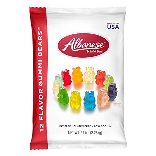 Albanese World&#39;s Best 12 Flavor Gummi Bears, 5lbs of Candy, Soft &amp; Chewy Candy Snack, Fruity Flavor Assortment