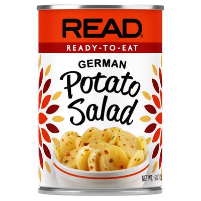 READ German Potato Salad | Hearty Sliced White Potatoes | Sweet-Tangy Piquant Deliciousness | Bacon | Sugar, Vinegar, Onion, Spice and Parsley dressing | 15 ounce cans (Pack of 12)