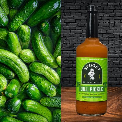 SPOOKY Dill Pickle Bloody Mary Mix - Made With All Premium Natural Ingredients - No Artificial Color or Flavor - No Preservative, No MSG, Low Carb, Low Calorie, &amp; Gluten Free - 32 Oz (Pack of 2)