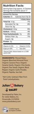 Julian Bakery Paleo Thin Crackers | Salt &amp; Pepper | USDA Organic | Gluten-Free | Grain-Free | GMO Free | Low Carb | 8.4 Ounce (Pack of 2)