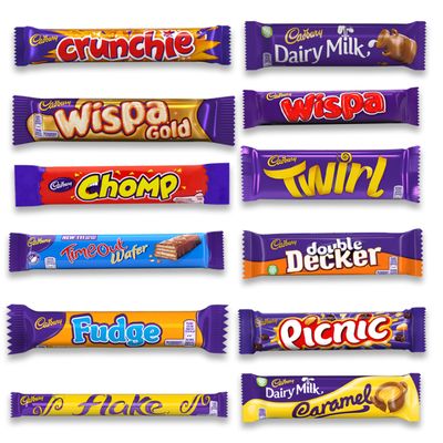 Cadbury Chocolate Bar Variety Pack - 12 Assorted Chocolate Bars Including Dairy Milk, Crunchie, Wispa, Twirl, and More - Imported British Chocolate - Bundled By Zuvo - Gift Hamper