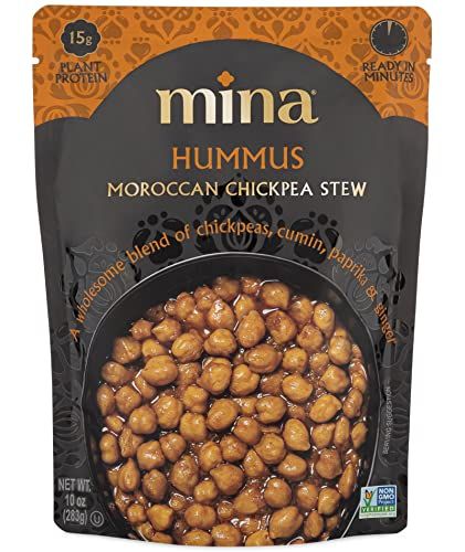 Mina Moroccan Chickpeas, Ready to Eat, Chickpeas High In Plant Based Protein, Vegan, Non-GMO, Gluten Free, Kosher, Microwavable, Packaged Meal &amp; Side Dish, 10 oz