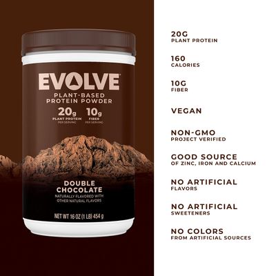 Evolve Protein Powder, Classic Chocolate, 20g Protein,10g Fiber, 1 Lb
