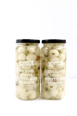 Sanniti Cocktail Onions Stuffed with Jalapenos, 16 oz (Pack of 2)