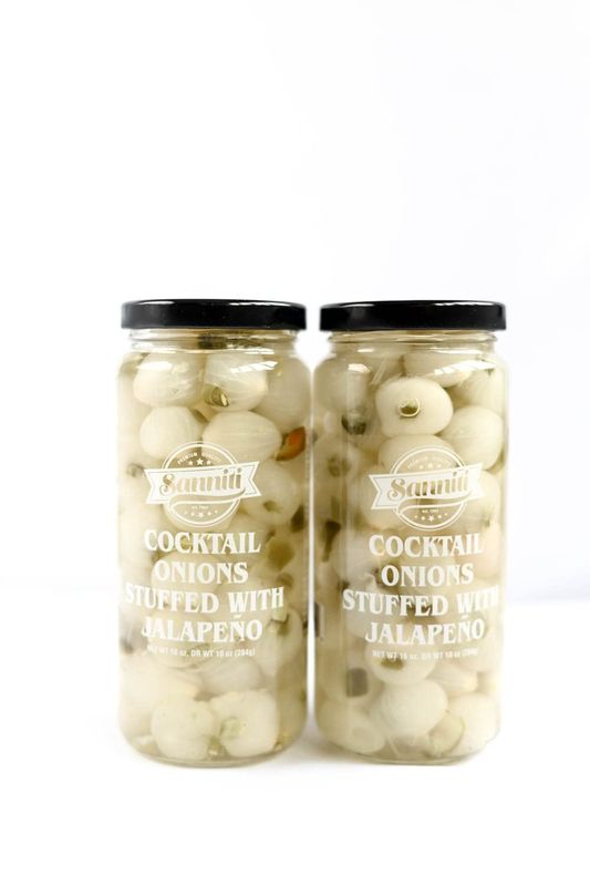 Sanniti Cocktail Onions Stuffed with Jalapenos, 16 oz (Pack of 2)