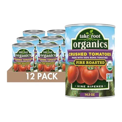 Take Root Organics Fire Roasted Crushed Canned Organic Tomatoes 14.5 oz Can (Pack of 12 Cans)
