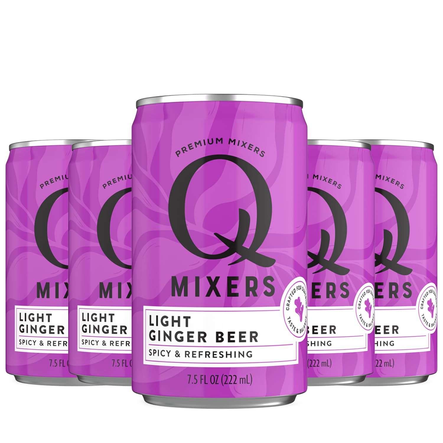 Q Mixers Light Ginger Beer Premium Cocktail Mixer Made with Real Ingredients 7.5oz Can | 5 PACK