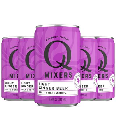 Q Mixers Light Ginger Beer Premium Cocktail Mixer Made with Real Ingredients 7.5oz Can | 5 PACK