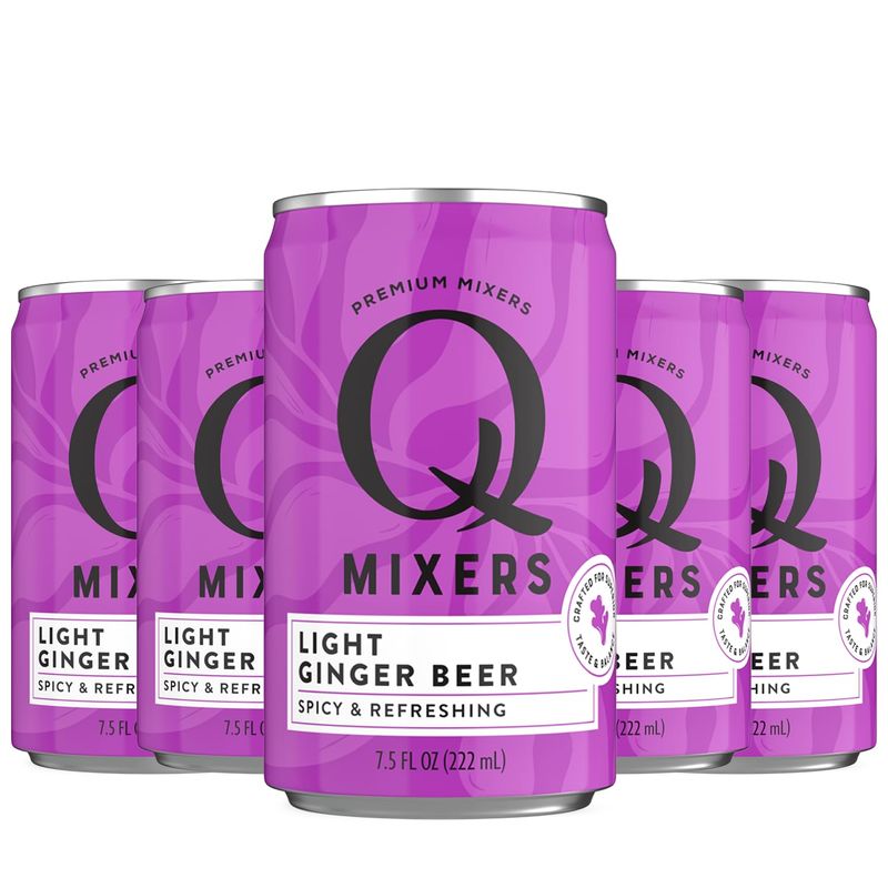 Q Mixers Light Ginger Beer Premium Cocktail Mixer Made with Real Ingredients 7.5oz Can | 5 PACK