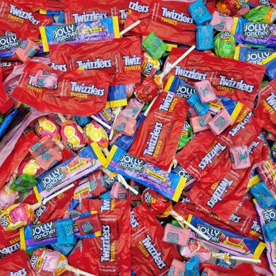 JollyRancher and Strawberry Twists Assorted Fruit Flavored Candy - Holiday Candy, Strawberry Licorice, Fruit Chews, Lollipop &amp; Hard Candy - Bulk Pack Party Bag - 2 Pound (Pack of 1)