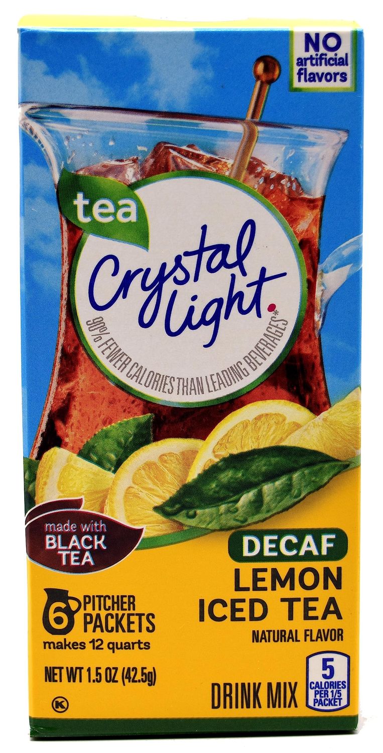 Crystal Light Decaf Lemon Iced Tea Natural Flavor Drink Mix, 12-Quart Canister (Pack of 5)