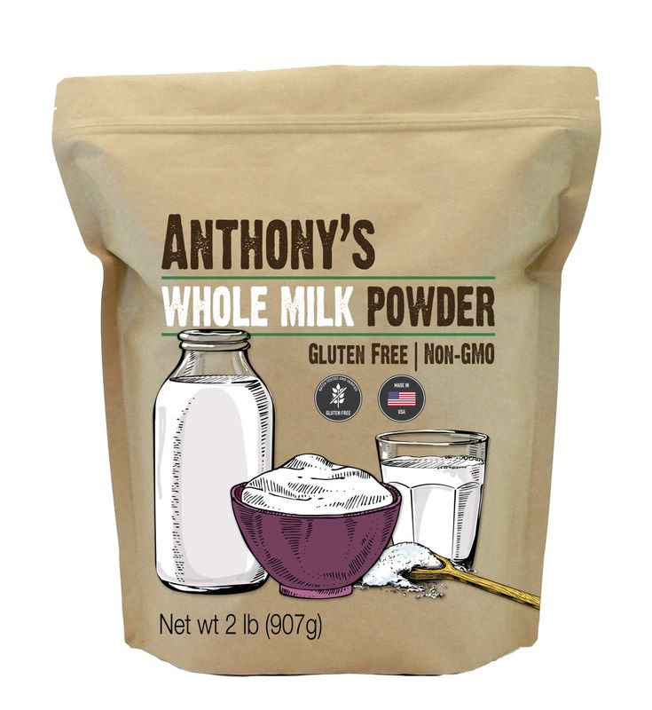 Anthony&#39;s Whole Milk Powder, 2 lb, Gluten Free, Non GMO, Made in USA