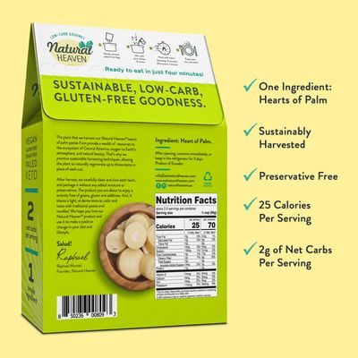 Natural Heaven Hearts of Palm Pasta, Angel Hair Noodles - Low Carb Pasta, Gluten-Free, Paleo, Keto Pasta Noodles, Plant-Based Healthy Food, 9 Oz