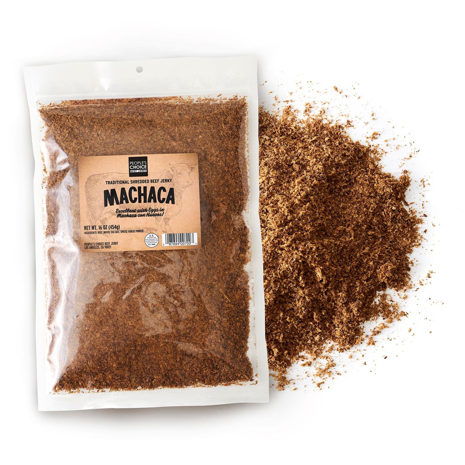 People&#39;s Choice Beef Jerky - Carne Seca - Machaca - Bulk Beef Jerky Chew - Shredded Beef Jerky - Healthy, Sugar Free, Zero Carb, Gluten Free, Keto Friendly, High Protein Meat Snack - 1 Pound Bag