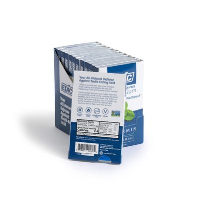 Epic Xylitol Chewing Gum - Sugar Free &amp; Aspartame Free Chewing Gum Sweetened w/Xylitol for Dry Mouth &amp; Gum Health (Peppermint, 12-Piece Pack, 12 Packs)