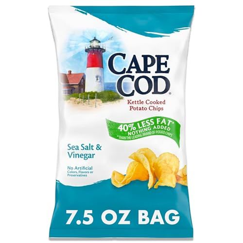 Cape Cod Potato Chips, Less Fat Sea Salt &amp; Vinegar Kettle Chips, 7.5 Oz
