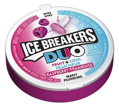 Ice Breakers Duo Raspberry Mints, 1.5oz. 36g(Pack of 6){Imported from Canada}