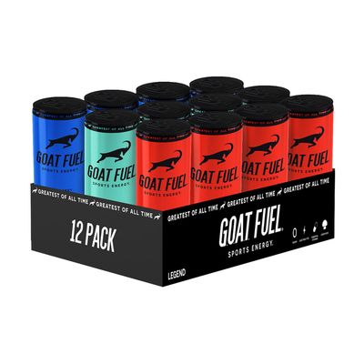 G.O.A.T. Fuel Preworkout Sports Energy Drink - Sugar-Free Pre-Workout Amino Energy Drink - Increase Mental and Physical Performance - with Cordyceps Mushroom, BCAAs and Electrolytes 12 Pack Season 2