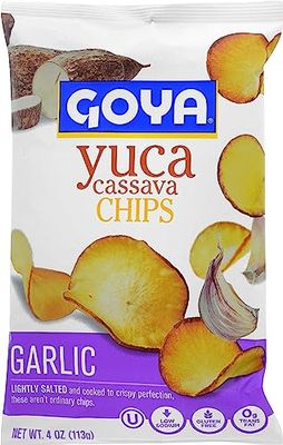 Goya Foods Yuca Chips Garlic, 4 Ounce (Pack of 12)