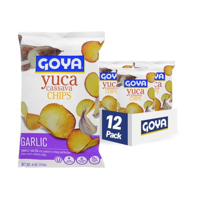 Goya Foods Yuca Chips Garlic, 4 Ounce (Pack of 12)