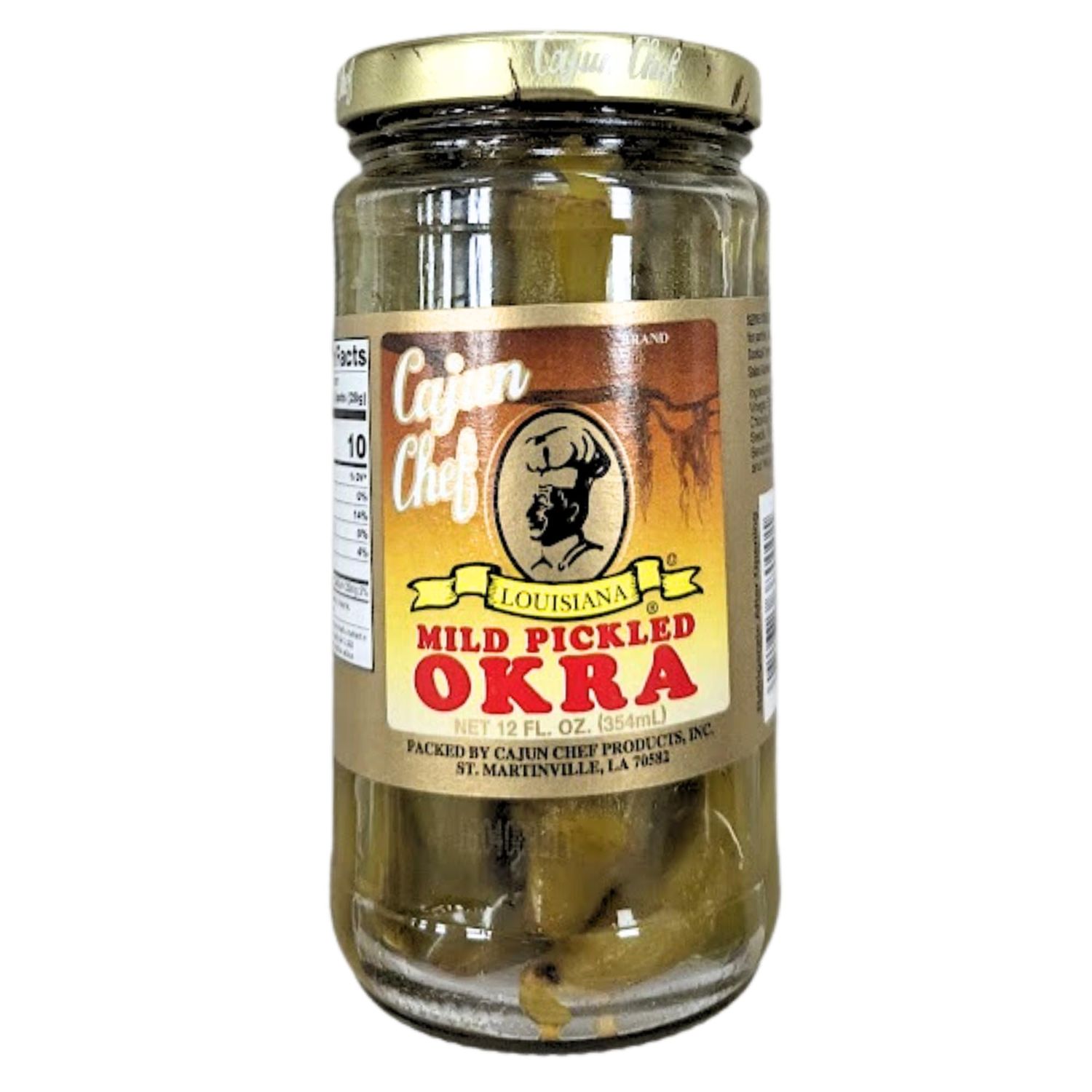 Cajun Chef Mild Pickled Okra 12oz (Pack of 1) - Great in Bloody Mary&#39;s - Versatile Garnish for Sandwiches, Salads, Martini&#39;s, Cheese Boards, and More (Mild Pickled Okra 12oz)
