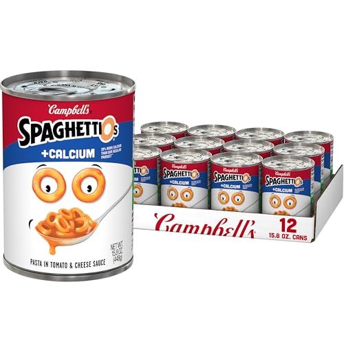 Campbell&#39;s SpaghettiOs Original Canned Pasta Plus Calcium, 15.8 oz Can (Pack of 12)