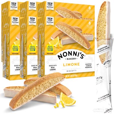 Nonni&#39;s Limone Biscotti Italian Cookies - 6 Boxes Lemon Cookies - Biscotti Individually Wrapped Cookies - Lemon Italian Biscotti Cookies w/White Icing - All Natural Ingredients - Kosher - 6.88 oz