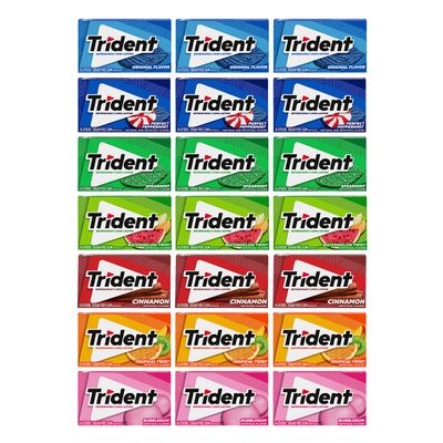 Trident Sugar Free Gum Variety Pack, 21 Packs of 14 Pieces (294 Total Pieces)
