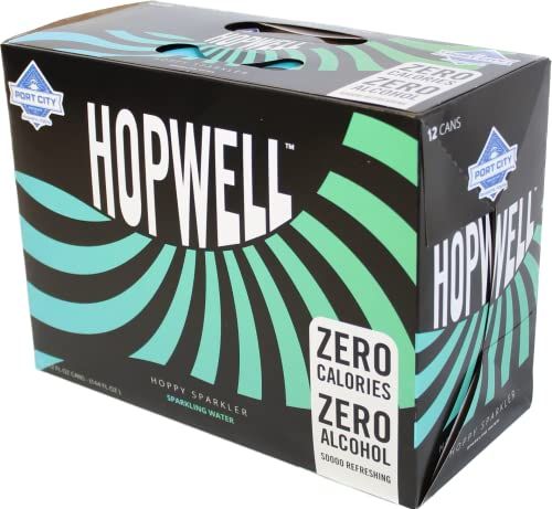 HOPWELL | Sparkling Hop Water | 12 Pack Cans | 0 Alcohol | 0 Calorie | 0 Carb | Independent Craft Brewery | NA Beer Alternative | Hoppy Sparkler