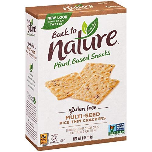 Back to Nature Gluten Free Crackers, Multi-Seed Rice Thins - Dairy Free, Non-GMO, Made with Whole Grain Brown Rice Flour, Delicious &amp; Quality Snacks, 4 Ounce