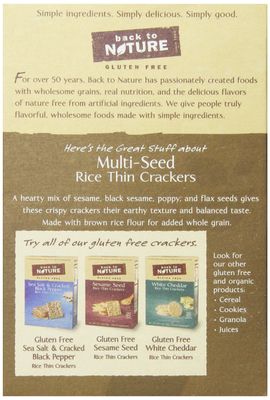 Back to Nature Gluten Free Crackers, Multi-Seed Rice Thins - Dairy Free, Non-GMO, Made with Whole Grain Brown Rice Flour, Delicious &amp; Quality Snacks, 4 Ounce