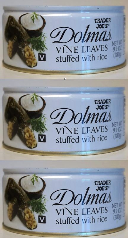 Trader Joe&#39;s - Dolmas Vine Leaves Stuffed with Rice NET WT 9.9 OZ (280g) - 3-PACK