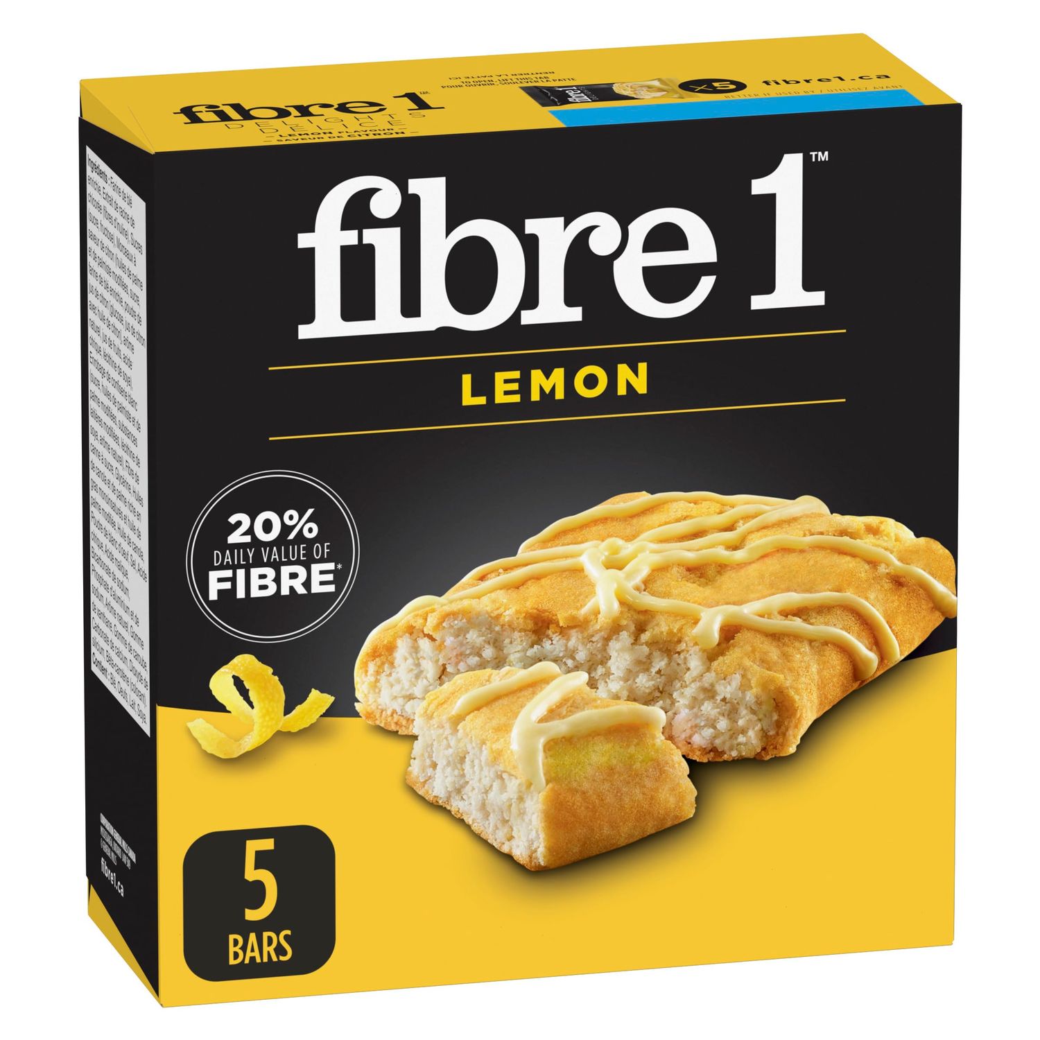 Fibre 1 Delights Bar, Lemon Flavour, 5ct, 125g/4.4oz, (Imported from Canada)