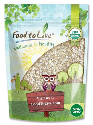 Food to Live Organic White Quinoa Flakes, 1 Pound - Non-GMO Pressed Quinoa Seeds, Vegan, Kosher, Bulk, High in Protein, Riboflavin, and Phosphorus. For Cooking, Baking, Oatmeal, Breakfast Cereals