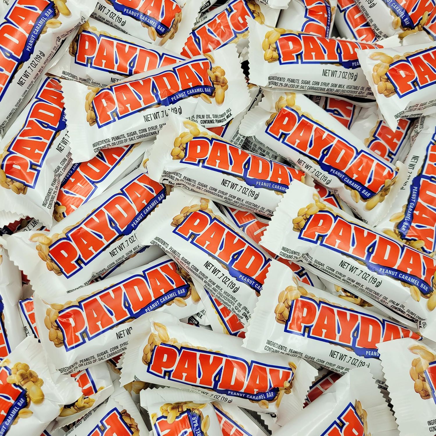 PayDay Peanut and Caramel Snack Size Candy Bars - 40 Pieces Individually Wrapped Bulk Candy - 2 Pound (Pack of 1)