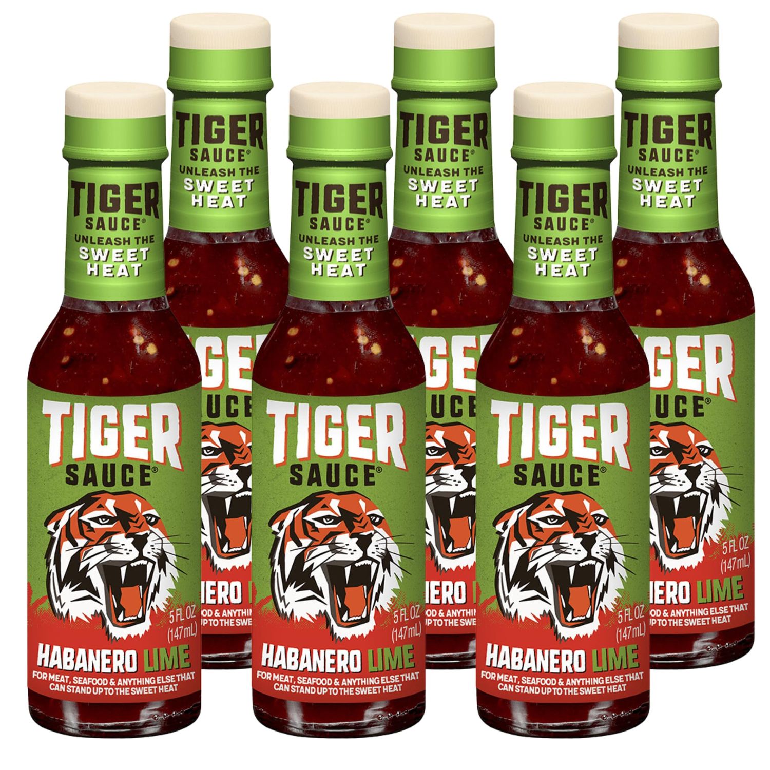 Tiger Sauce Habanero Lime Spicy Hot Sauce, 5oz Bottle (Pack of 6)