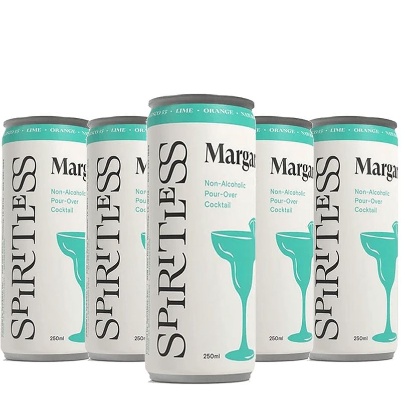 SPIRITLESS Margarita | Non-Alcoholic Pour-Over Cans 5 Pack | Ready to Drink or Mocktail &amp; Cocktail Mixer | Non-GMO &amp; Vegan | 60 Calories | 8.45 Fl Oz Cans
