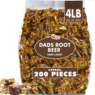 Dad&#39;s Root Beer Barrels - Rootbeer Barrels Hard Candy - 4 Pounds - Washburn Old Fashioned Candies - Individually Wrapped Bulk Barrells