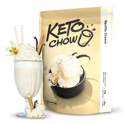 Keto Chow Vanilla Cream - Keto Meal Replacement Shake Powder - Nutritionally Complete - Low Carb - Delicious Easy Meal Substitute - Protein Rich &amp; Dairy Free - 21 Meal Serving