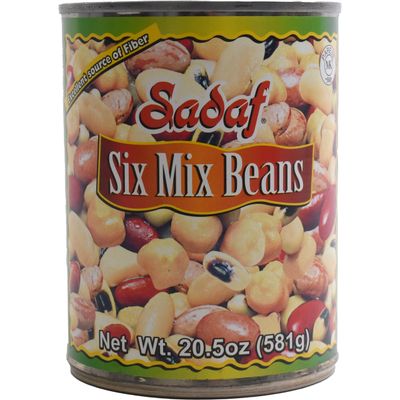 Sadaf Six Mix Beans - Mixed Beans for Cooking - Canned Beans - Kosher - 20.5 oz Can