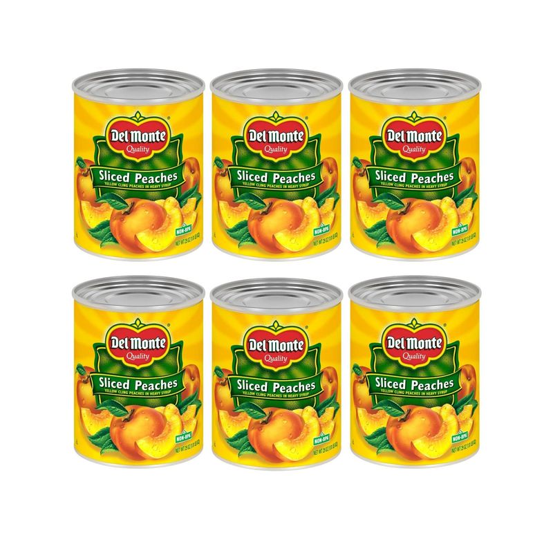 Del Monte Canned Sliced Yellow Cling Peaches in Heavy Syrup, 29 Ounce (Pack of 6)