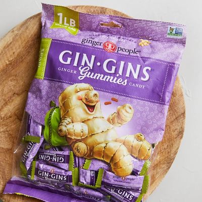 GIN GINS Sweet Ginger Gummies - Natural Fresh Ginger Candy by The Ginger People - Sweet Ginger Gummies Flavor - Large 1 lb Bag (16oz) - Pack of 1