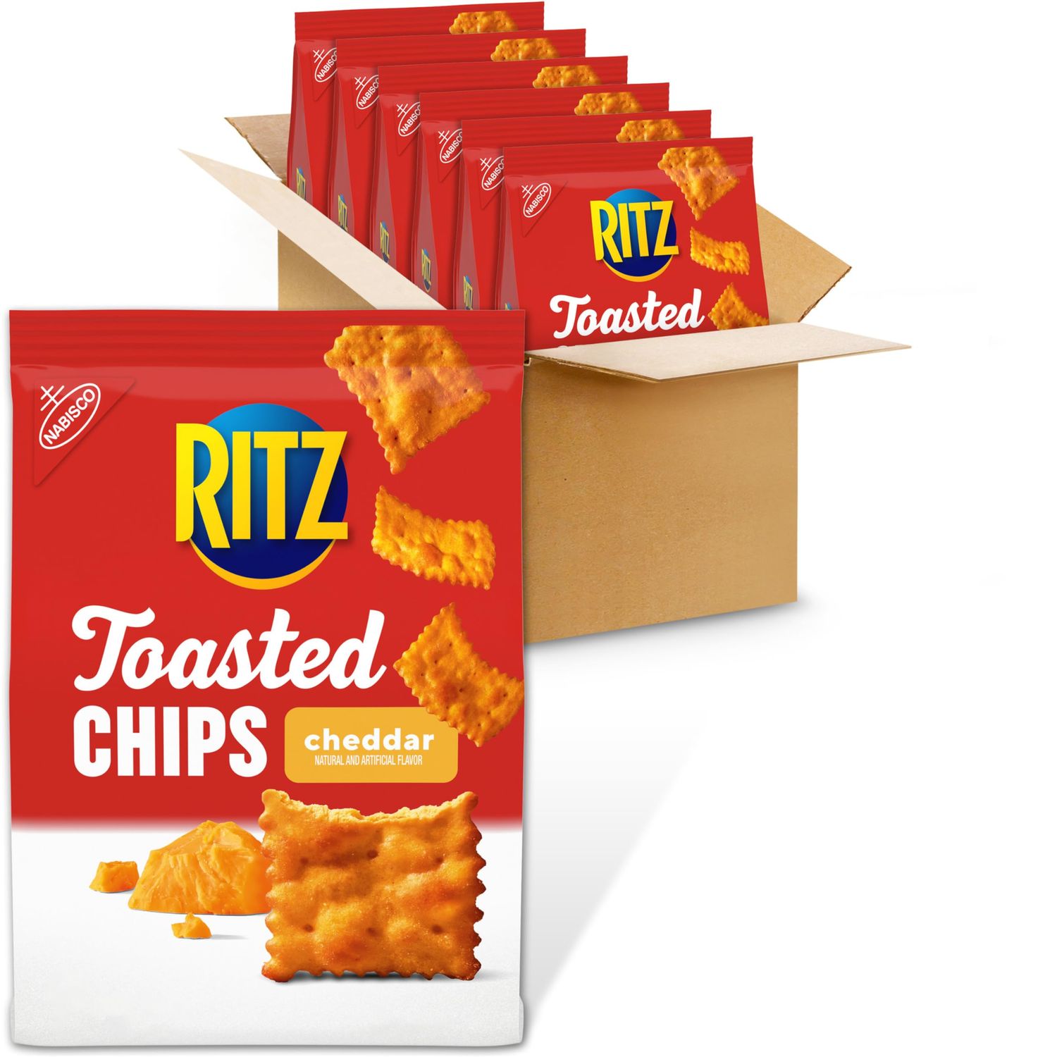 RITZ Toasted Chips Cheddar Crackers, 6 - 8.1 oz Bags