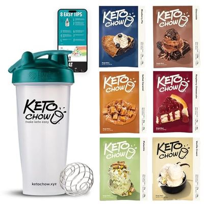 Keto Chow Essentials Kit  Keto Meal Replacement Shake Powder  Nutritionally Complete  Low Carb Shakes  Delicious Easy Meal Substitute  Protein Rich Keto Food You Choose The Fat  Single Meal Samples