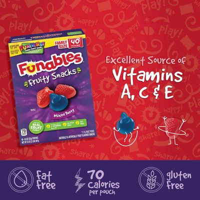 Funables Fruity Snacks, Mixed Berry Flavored Snacks, 32 oz 40 ct