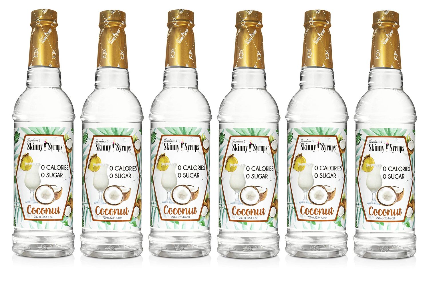 Jordan&#39;s Skinny Mixes Sugar Free Syrup, Coconut Flavor, Fruit Flavored Water Enhancer, Drink Mix for Ice Tea, Lemonade &amp; More, Zero Calorie Flavoring, Keto Friendly, 25.4 Fl Oz, 6 Pack