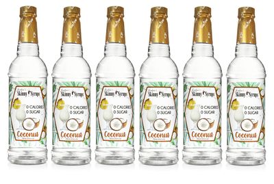 Jordan&#39;s Skinny Mixes Sugar Free Syrup, Coconut Flavor, Fruit Flavored Water Enhancer, Drink Mix for Ice Tea, Lemonade &amp; More, Zero Calorie Flavoring, Keto Friendly, 25.4 Fl Oz, 6 Pack